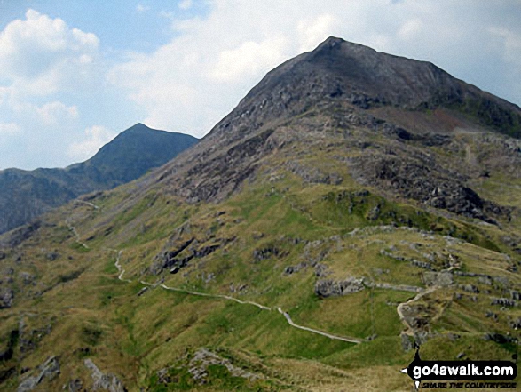 Mount Snowdon (left in distance) and Crib Goch from Craig Fach