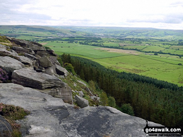 Walk ny167 Ryelstone Fell, Sharp Haw and Rough Crag from Embsay - Looking south towards Skipton and Airedale from Crookrise Crag Top