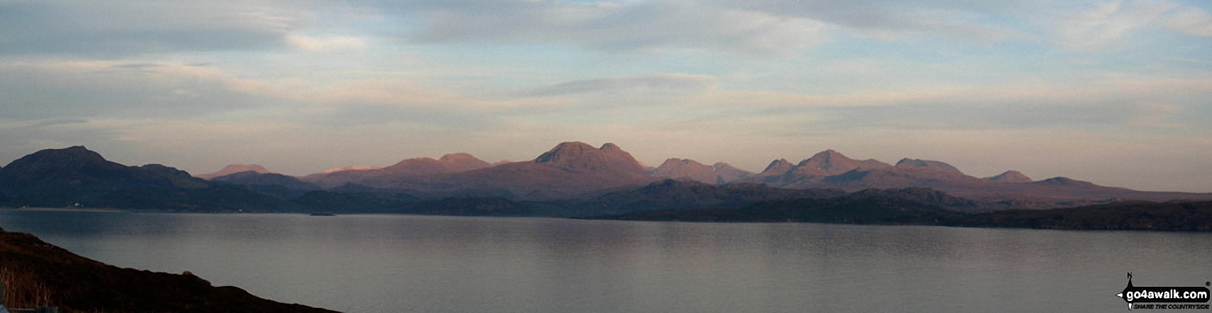 The Torridon Mountains of Wester Ross at sunset from near Lonemore on the north shore of Loch Gairloch