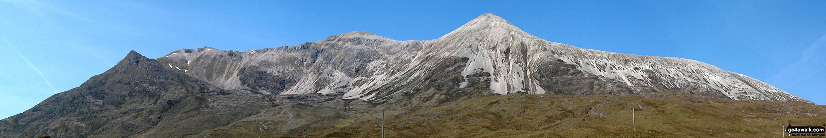 The Beinn Eighe Group featuring Spidean Coire nan Clach (Beinn Eighe) and Sgurr Ban (Spidean Coire nan Clach (Beinn Eighe)) from the A896 near Loch Bharranch, Torridon, Wester Ross