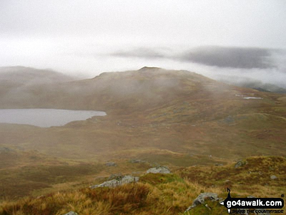 Walk c369 High Raise, Ullscarf and Grange Fell from Rosthwaite - Blea Tarn and Bell Crags from Low Saddle (Coldbarrow Fell)