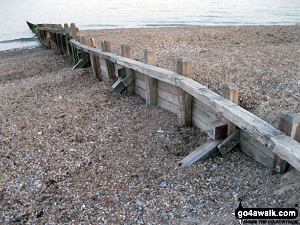 Walk ws141 Climping Beach from Atherington - Groyne or Breakwater at Climping Beach