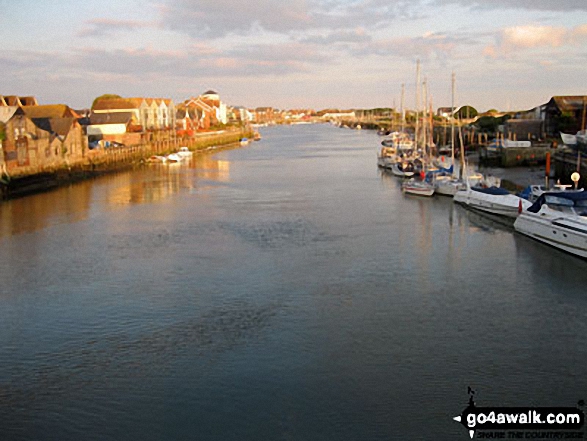 Walk ws141 Climping Beach from Atherington - The River Arun from the Sliding Bridge at Littlehampton