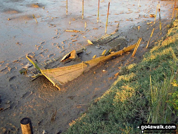 Walk ws141 Climping Beach from Atherington - Wreck deep in the mud in Littlehampton Harbour