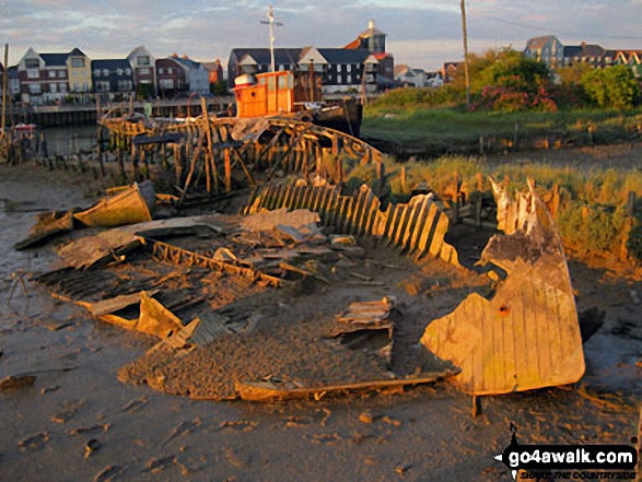 Walk ws141 Climping Beach from Atherington - Shipwreck in Littlehampton Harbour