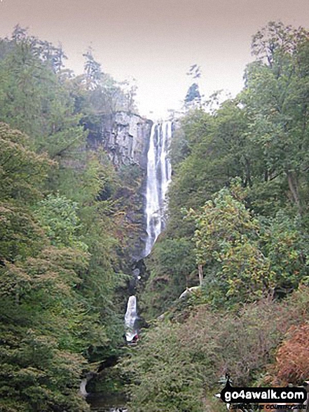 The huge Pistyll Rhaeadr Waterfall at Tan y pistyll