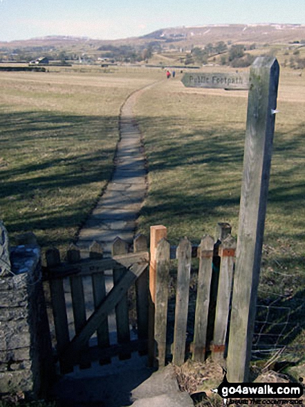 Walk ny160 Addlebrough and Thornton Rust from Askrigg, Wensleydale - The path back to Askrigg across Askrigg Bottoms from Worton Bridge over the River Ure