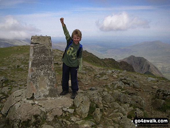 My grandson Kieran, age 10 on Carnedd Ugain in Snowdonia Gwynedd Wales