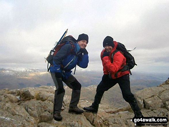 Walk c428 The Langdale Pikes, High Raise and The Easedale Fells  from Grasmere - Tony and myself (on the right) on the top of Harrison Stickle