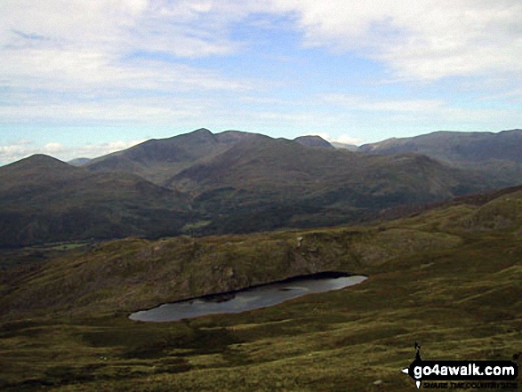 Llyn y Biswail with Snowdon (Yr Wyddfa) in the distance from the summit of Cnicht (North Top)