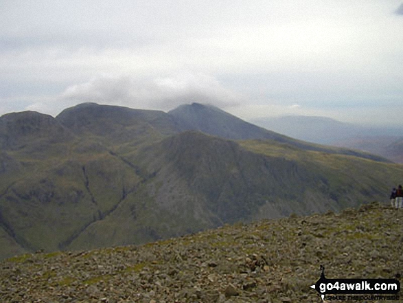 Great End, Scafell Pike and Sca Fell from Great Gable summit