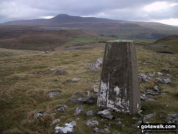 Tow Scar Trig Point with Ingleborough on the horizon