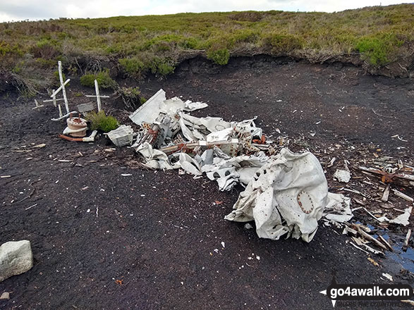 Walk d277 Margery Hill from Fairholmes Car Park, Ladybower Reservoir - Wreckage of the crashed Airspeed Consul TF-RPM aircraft on Crow Stones Edge