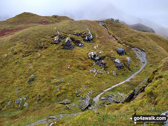 The path running along the top of the Tarmachan ridge