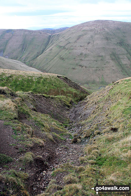 Walk c180 The Howgills from Low Carlingill Bridge - Descending Simon's Seat