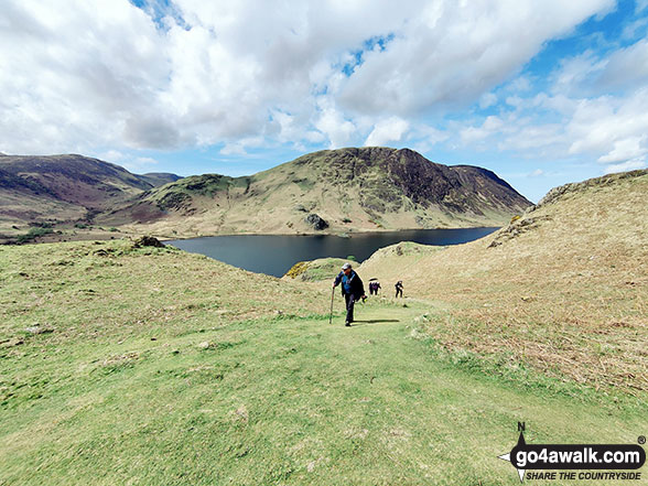 Walk c196 Grasmoor and Rannerdale Knotts from Lanthwaite Green - On Rannerdale Knotts with Melbreak across Crummock Water in the background