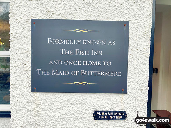 Walk c160 Pillar from Gatesgarth, Buttermere - Plaque at the entrance to The Buttermere Court Hotel in Buttermere - formerly known as the Fish Inn