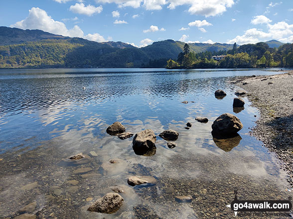 Walk c201 Ashness Bridge and Walla Crag from Keswick - Grange Fell from Low Brandelhow, Derwent Water