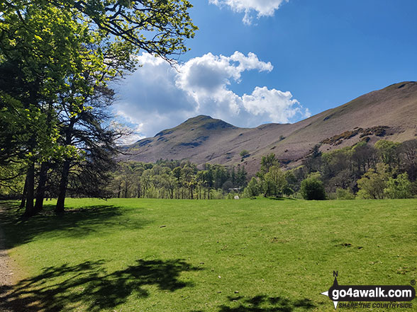 Walk c201 Ashness Bridge and Walla Crag from Keswick - Maiden Moor (left) and Cat Bells (right) from Manesty Park, Derwent Water