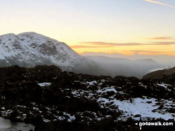 Walk c120 The Ennerdale Horseshoe - Pillar (left) and Ennerdale Water from the summit of Hay Stacks (Haystacks)