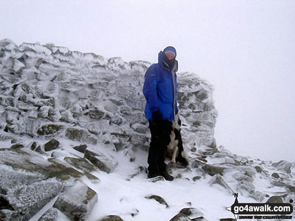 On the summit of a very snowy Scafell Pike