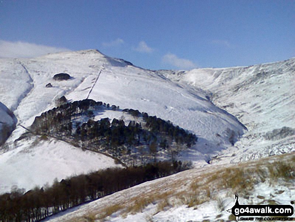 Walk d108 Edale Moor (Kinder Scout) and Crookstone Knoll (Kinder Scout) from Edale - Grindslow Knoll (Kinder Scout) and Grindsbrook Clough under a blanket of snow from The Nab