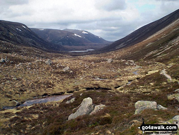 Beinn Mheadhoin (left), A' Choinneach, Bynack More and Beinn a' Chaorainn from Lairig an Laoigh