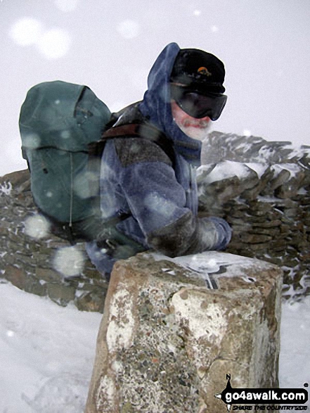 Walk c314 Whernside from Dent - On the summit of Whernside in the snow