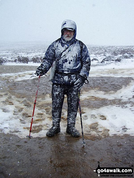 Walk ny121 Simon's Seat from Barden Bridge, Wharfedale - Me on a snowy Simon's Seat (Wharfedale)