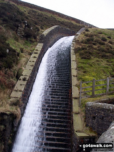 Walk l100 Pendle Hill from Barley - Overflow channel from Upper Ogden Reservoir