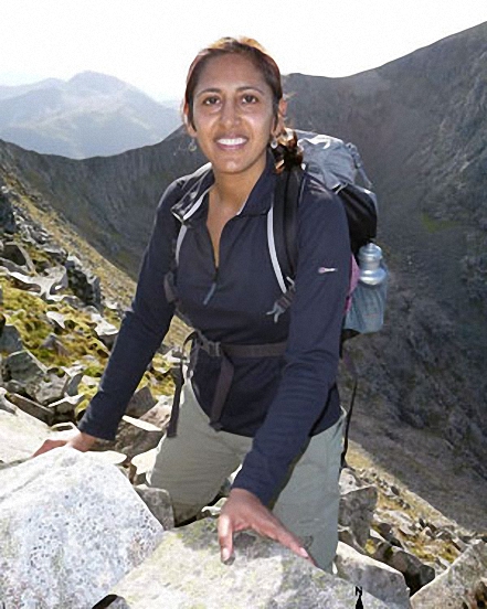 My girlfriend Jyoti on the Carn Mor Dearg Arete on the way to the summit of Ben Nevis!