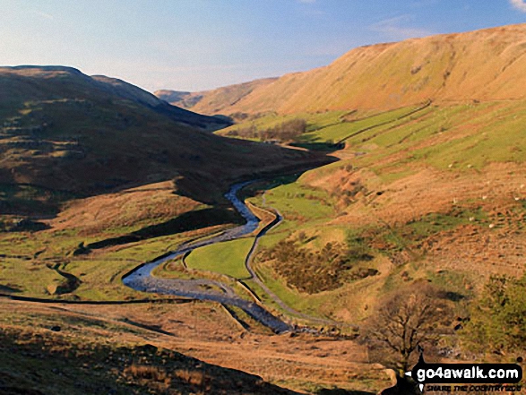 Borrow Beck flowing through Borrowdale (Howgills) with Whinfell Common (left) and Winterscleugh (right) from the lower slopes of Grayrigg Forest