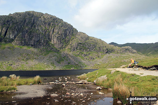 Brett resting at Stickle Tarn with Pavey Ark