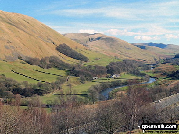 Blease Fell (left), Fell Head (Howgills) and The Calf (right)  above Low Carlingill from the lower slopes of Grayrigg Forest