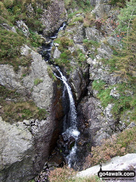 Walk gw149 Glasgwm and Pen y Brynfforchog from Cwm Cywarch - Waterfalls on the unnamed stream up to the bwlch between Glasgwm and Gwaun y Llwyni