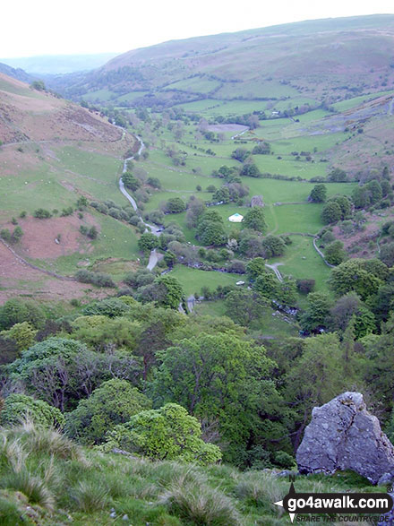 Walk po142 Cadair Berwyn from Pistyll Rhaeadr - The view from the top of Pistyll Rhaeadr