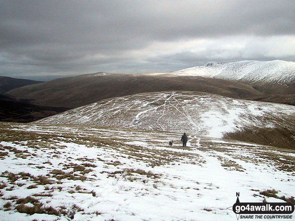 Walk c236 Skiddaw from Millbeck, nr Keswick - Sale How (Skiddaw) in the snow from Skiddaw (Little Man)