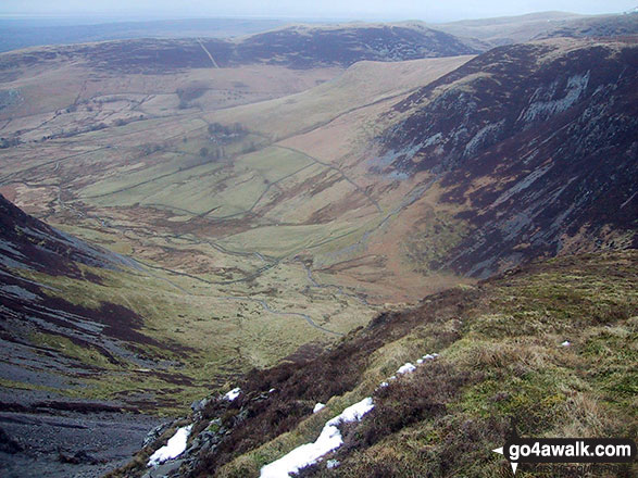 Walk c273 Skiddaw and Bakestall from Gale Road (Underscar) nr Keswick - Dash Beck and Black Nettle Hause from Birkett Edge