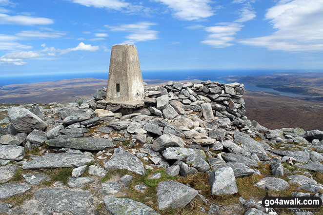 The trig point on the summit of Ben Hope