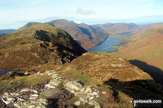 Fleetwith Pike (foreground left) with High Crag, High Stile and Red Pike (Buttermere) beyond towering over Buttermere from Honister Crag (Black Star)