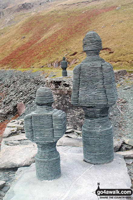 Walk c456 Fleetwith Pike, Hay Stacks, Brandreth and Grey Knotts from Honister Hause - Slate sculptures outside the slate mine shop at Honister Hause