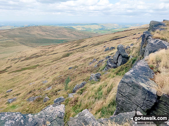 Walk d221 Shining Tor and Windgather Rocks from Errwood Reservoir, The Goyt Valley - Looking North-West from the summit of Shining Tor