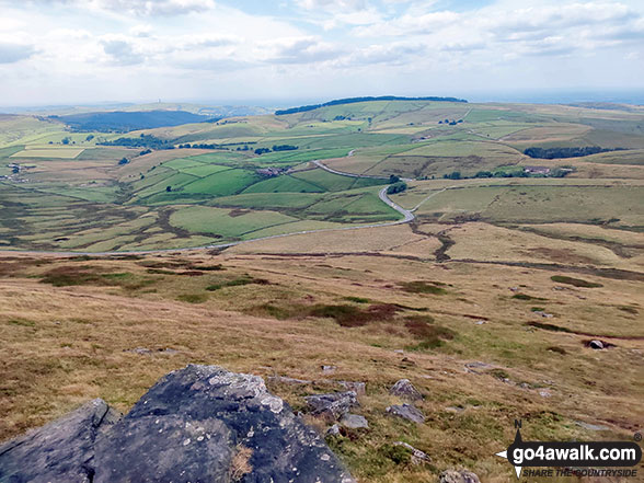 Walk d221 Shining Tor and Windgather Rocks from Errwood Reservoir, The Goyt Valley - Looking West towards Teggs Nose from the summit of Shining Tor