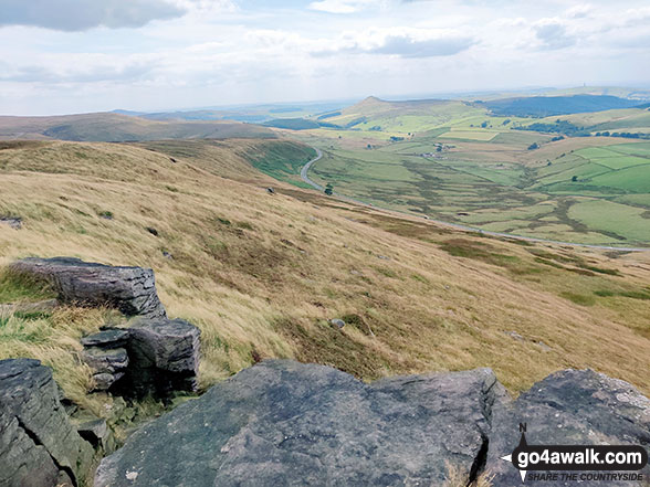 Walk d221 Shining Tor and Windgather Rocks from Errwood Reservoir, The Goyt Valley - Looking South towards Shutlingsloe and Croker Hill from the summit of Shining Tor