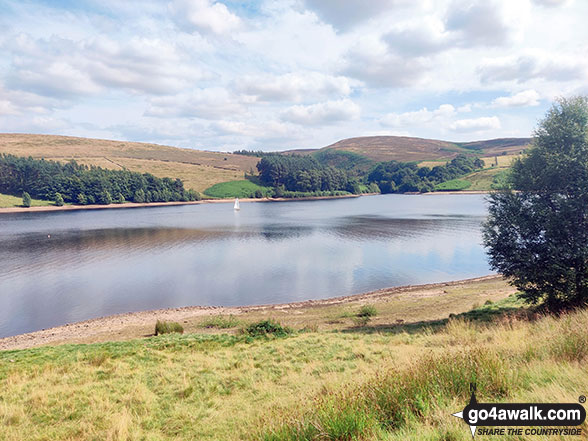 Walk d221 Shining Tor and Windgather Rocks from Errwood Reservoir, The Goyt Valley - Yacht sailing on Errwood Reservoir in The Goyt Valley