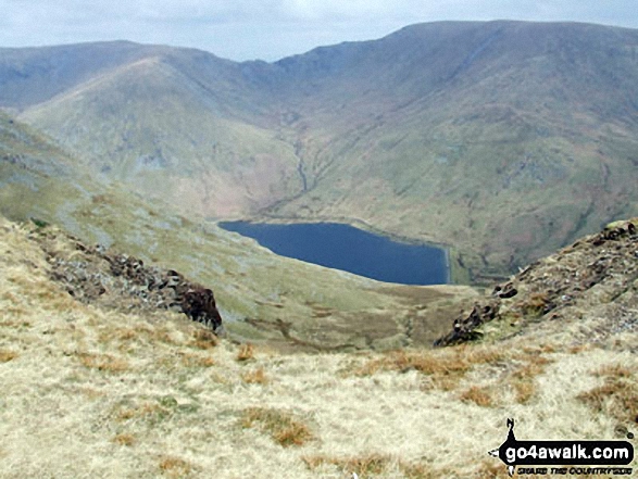 Mardale Ill Bell (left) Nan Bield Pass and Harter Fell (Mardale)(right) with Kentmere Reservoir below from the summit of Yoke