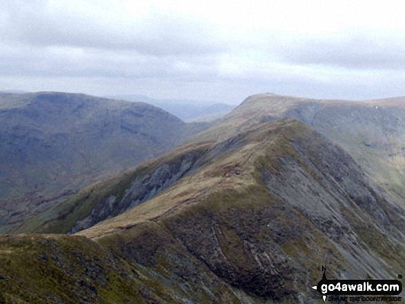 Froswick (foreground - centre right)) with Stony Cove Pike (Caudale Moor) (left), the Threshthwaite Mouth saddle and Thornthwaite Crag (centre back) from the summit of Yoke