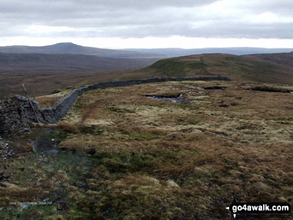 Ingleborough (in the distance left) and Green Hill (Gragareth) (foreground right) from Great Coum