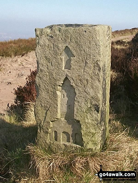 Stone waymark to Darwen Tower, Darwen Moor