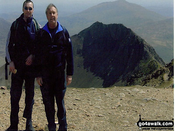 Walk gw107 Snowdon and Yr Aran from Rhyd-Ddu - Me and my dad (Dave) on Garnedd Ugain having just climbed across Crib Goch